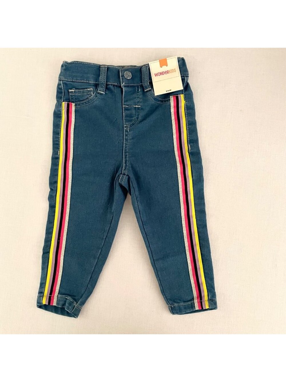 WonderKids Girls Jeans 18M Rainbow Stripe Denim Pants New Stretch